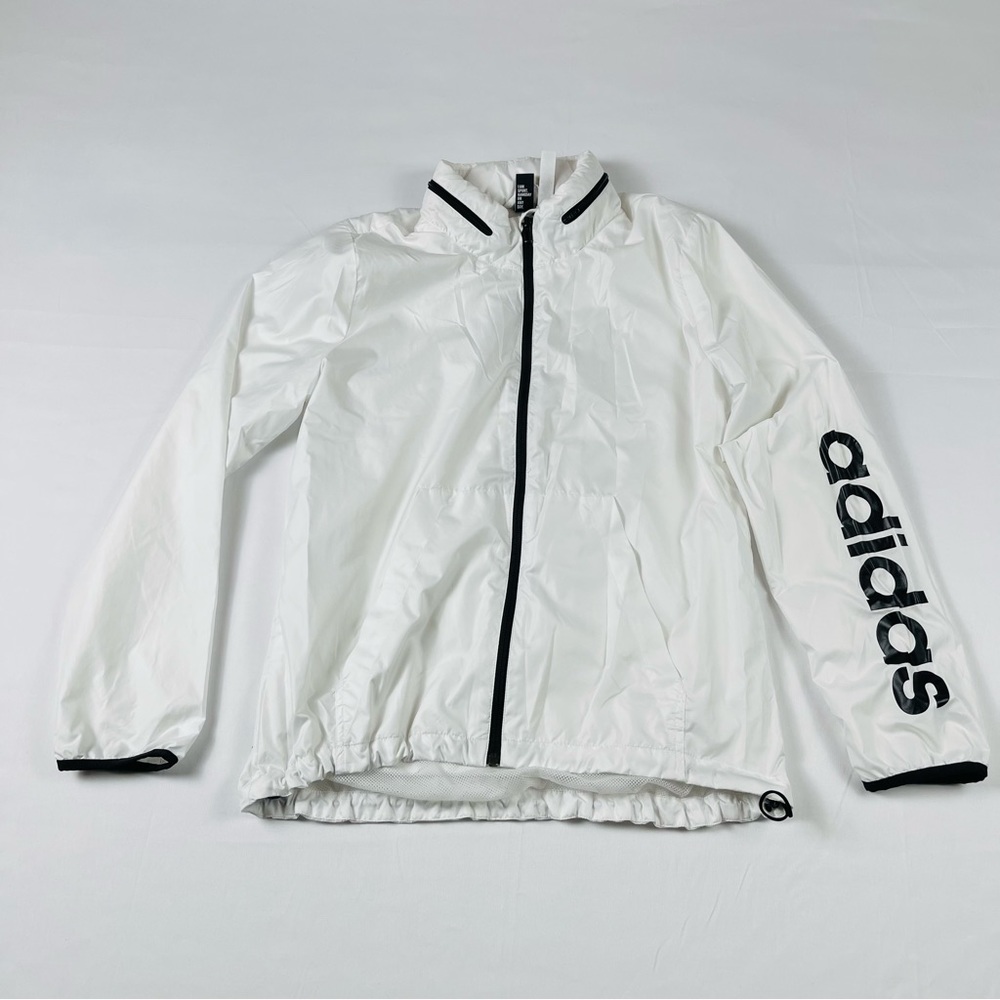 adidas White Windbreaker Jacket with Black Accents